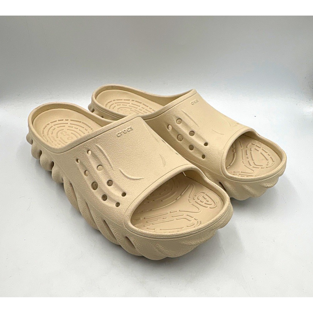 Crocs Echo Slide Sandals Beige Comfort Slip-On Synthetic Men's US 10 Women's 12